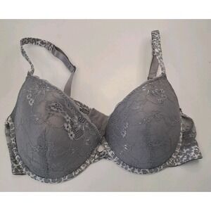 Jessica Simpson Padded Underwire Bra Gray 40D Lacey Padded